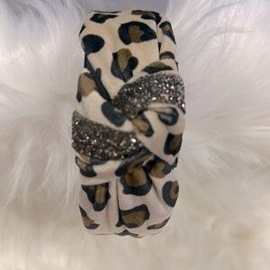 Cream Leopard Knot Headband